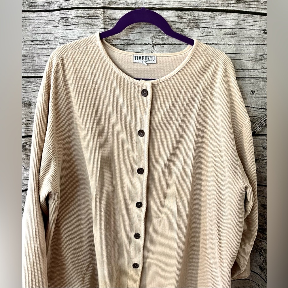 TIMBUKTU Station tan corduroy feel jacket with cool wood buttons, size 3X